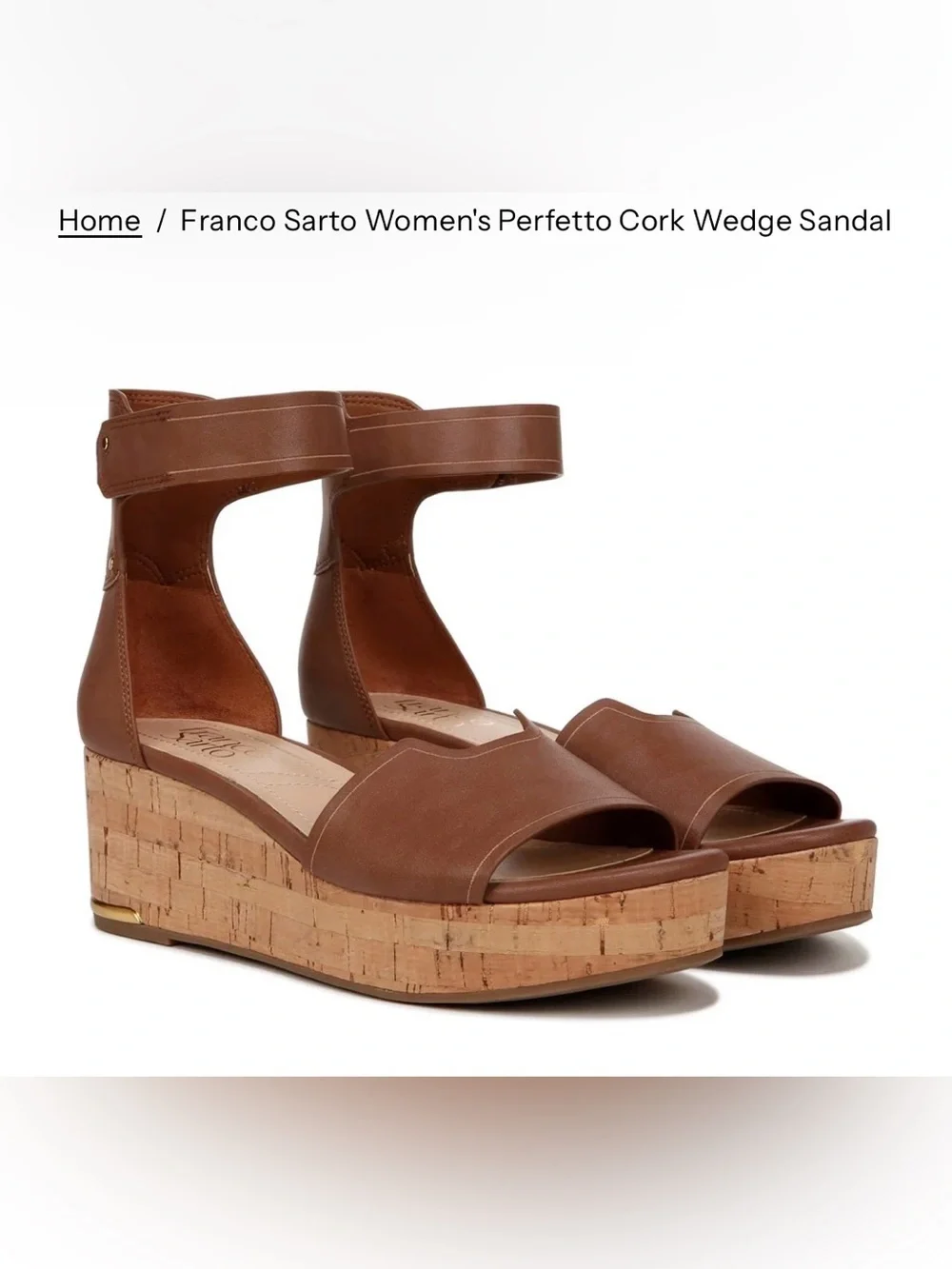Franco Sarto Brown Cork Platform Wedge Sandals